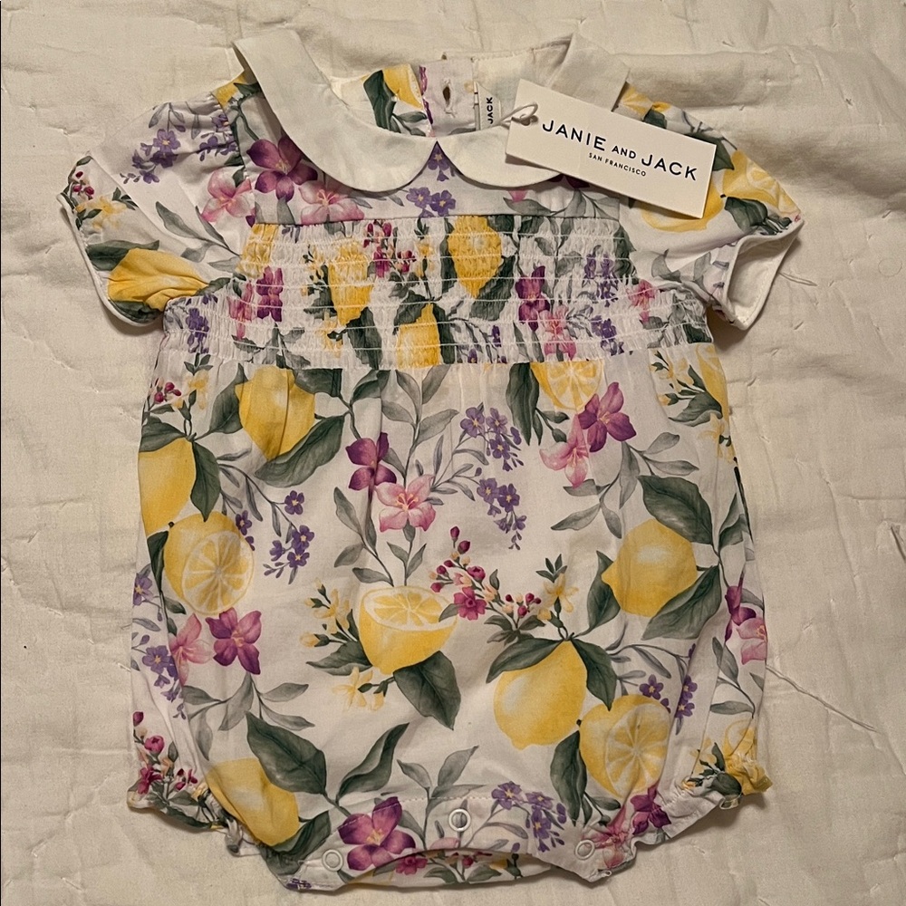 Janie and Jack Lemon Floral Baby Romper